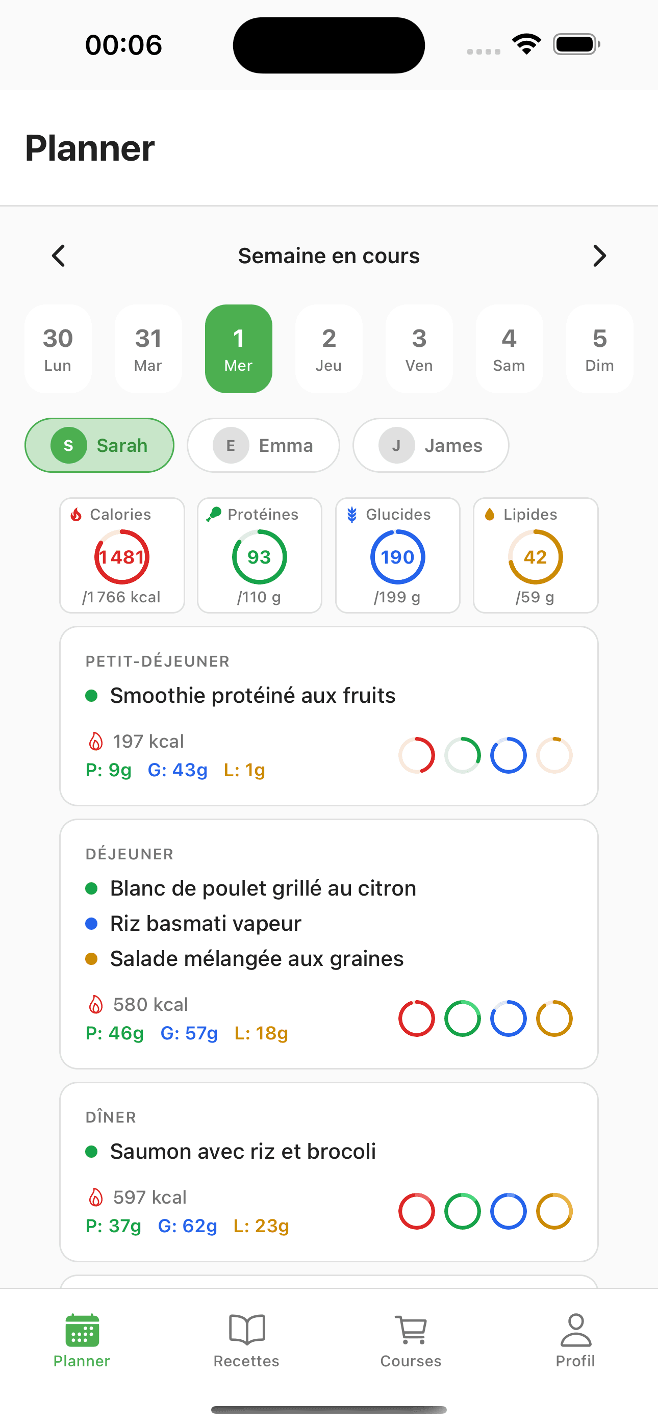 Capture d'ecran de l'application